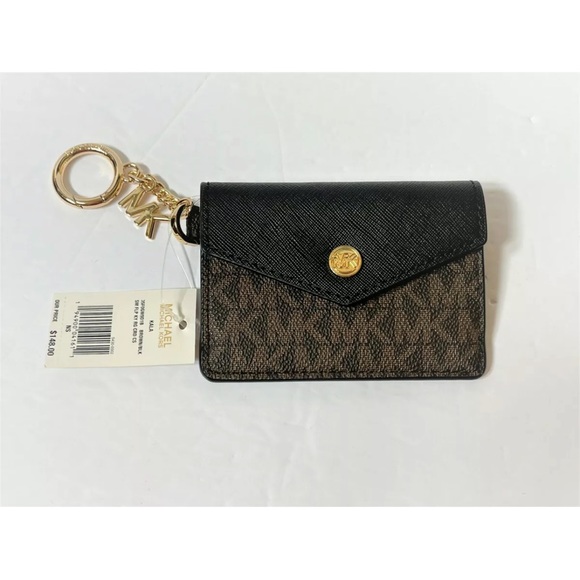 Michael Kors Kala Keychain Card Case Brown MK Signature PVC - Picture 1 of 9